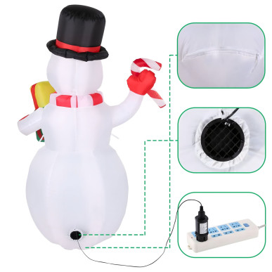 Dmuchany Bałwan Świąteczny Ozdoba Boże Narodzenie Podświetlany 150cm Led-RC-K-1941-5906301451457-PoolGardenParty