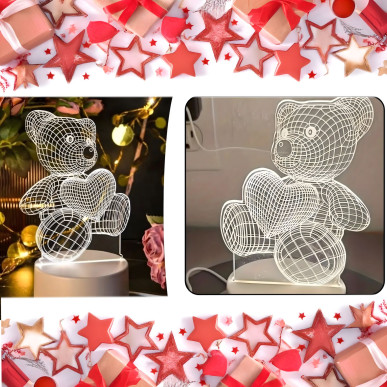Lampka Nocna Prezent Miś 3D Illusion do Sypialni dla Dzieci Biurkowa USB-RC-K-1499-5906301406624-Pool Garden Party