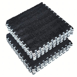 Puzzle Piankowe EVA Mata Pluszowa Dywan Podłogowa Czarne 30x30cm-12szt.