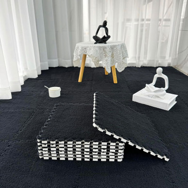 12x Puzzle Piankowe EVA Mata Pluszowa Dywan Podłogowa Czarne 30x30cm-1254-BLA-3831128624536-Pool Garden Party