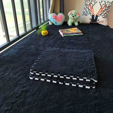 12x Puzzle Piankowe EVA Mata Pluszowa Dywan Podłogowa Czarne 30x30cm-1254-BLA-3831128624536-Pool Garden Party