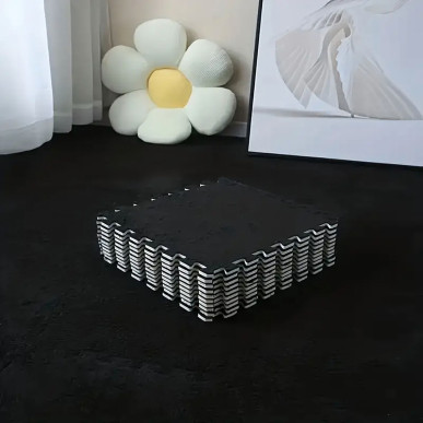 12x Puzzle Piankowe EVA Mata Pluszowa Dywan Podłogowa Czarne 30x30cm-1254-BLA-3831128624536-Pool Garden Party